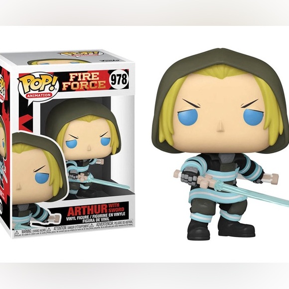 Funko Pop. Bundle! Fire Force. Arthur with sword # 978 and Shinra with fire #981 - Picture 3 of 4